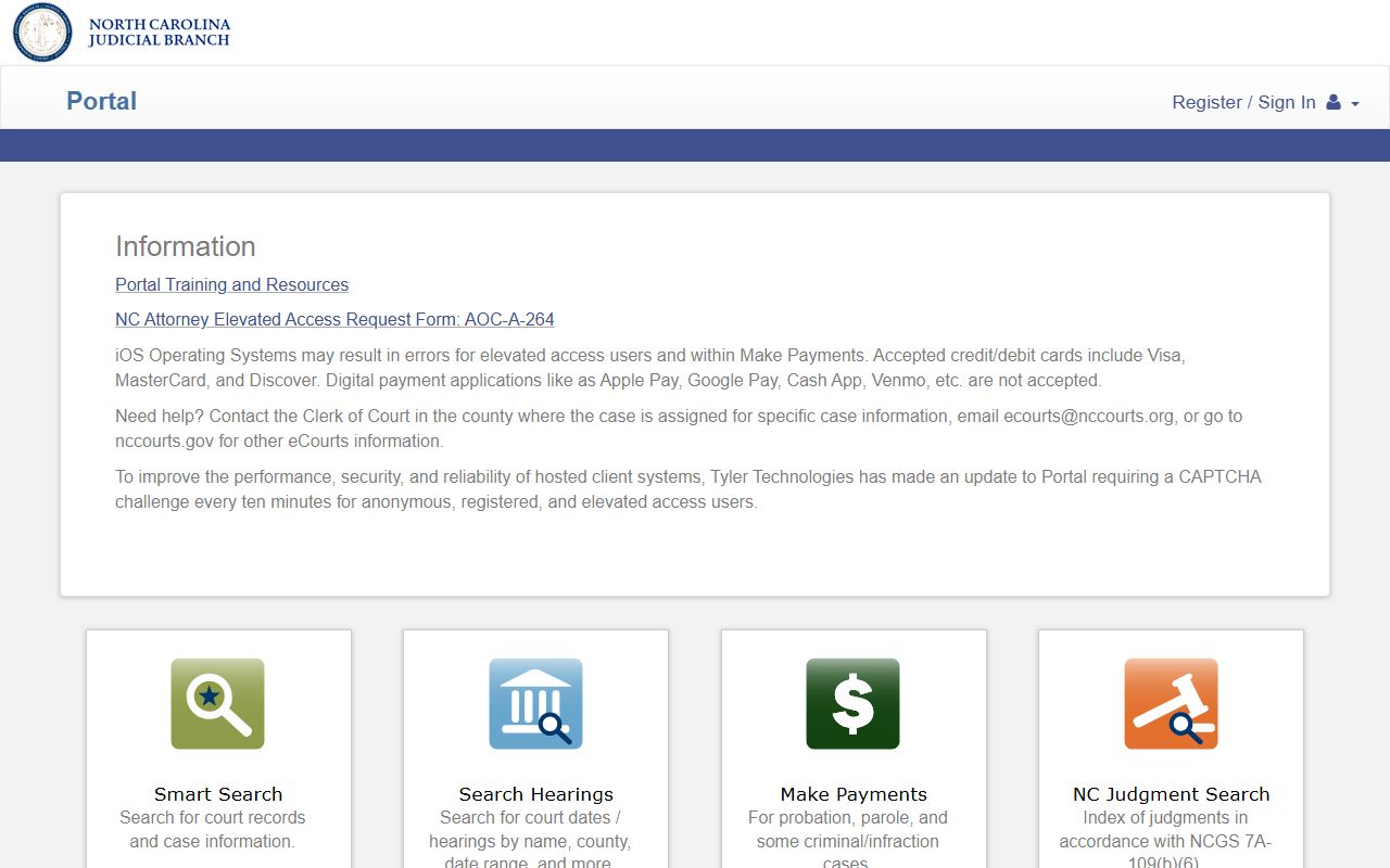 North Carolina eCourts Portal for Granville County court records after arrest