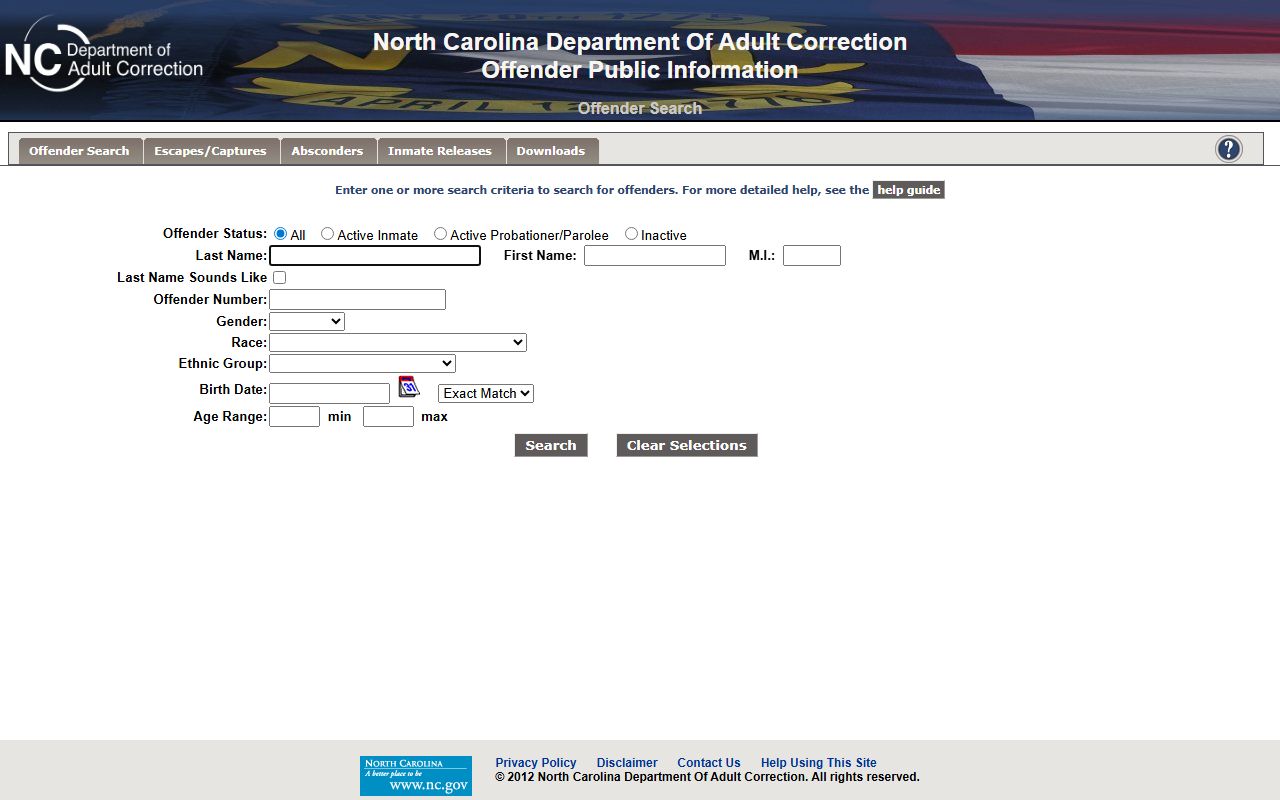 NCDAC offender search for Granville County state prison inmate lookup